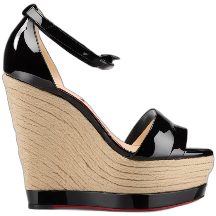Platform wedges black louboutin sandal patent emoji