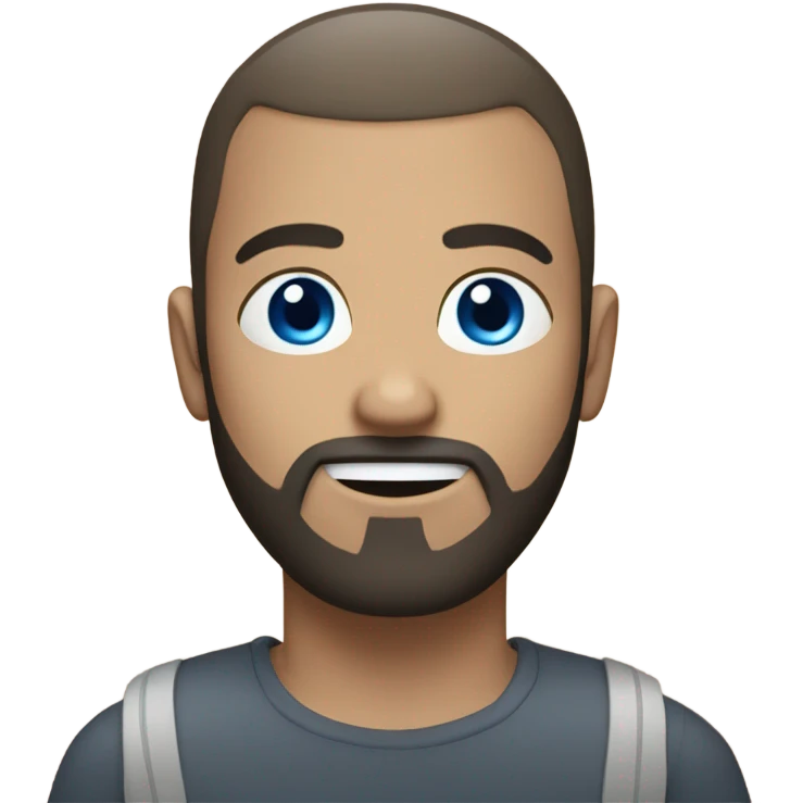 White guy with black beard and buzz cut blue eyes emoji
