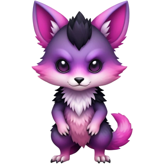 Cool Edgy Kawaii Black-pink-purple-gradient badass Fionbri-Vernid-Trico-animal-creature full bodyd emoji