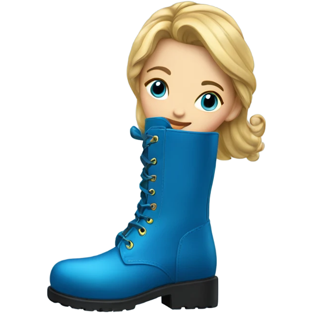 a girl blue boot really fancy emoji