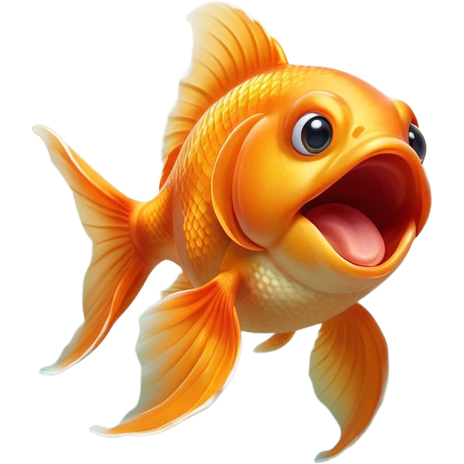 Cinematic Cute Yawning Orange Goldfish Portrait Emoji, Head tilted slightly with a dramatic, wide-open yawn, showcasing a smooth, vibrant orange body with flowing fins, eyes barely open in drowsy contentment, Simplified yet irresistibly adorable features, highly detailed, glowing with a soft, cozy glow, high shine, relaxed yet expressive, stylized with a touch of whimsy, bright and endearing, soft glowing outline, capturing the essence of a sleepy yet affectionate goldfish, so drowsy it feels like it could float out of the screen and curl up for a nap! emoji