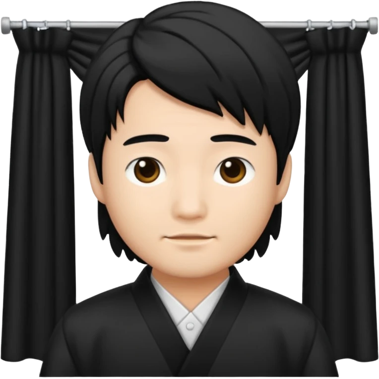 asian man with black curtains hair emoji