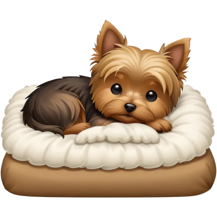Sleeping Yorkshire terrier on bed emoji