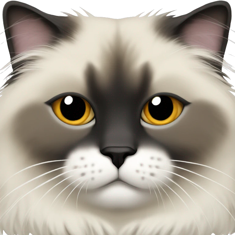 Sleeping himalayan ragdoll cat with full dark face and black fur feet emoji