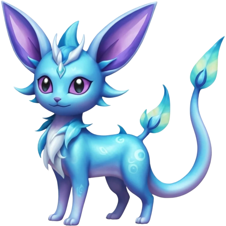 Shiny Nebulae Espeon-Lumineon-Vaporeon-Amaura-Glaceon-Dragonair-Fakémon-hybrid-creature (full body)  emoji