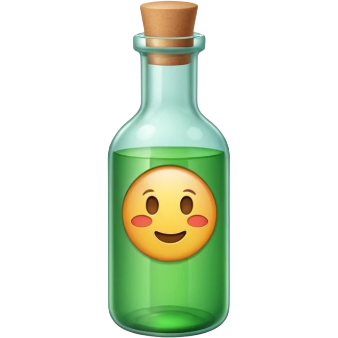 message round bottle with paper inside green emoji