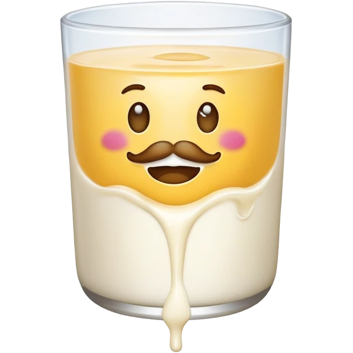 Emoji drinking milk but missing his face but lowkey being kinda proud about being covered in milk emoji