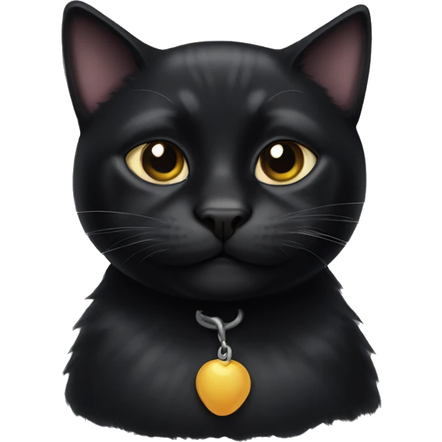 Realistic chunky black cat emoji