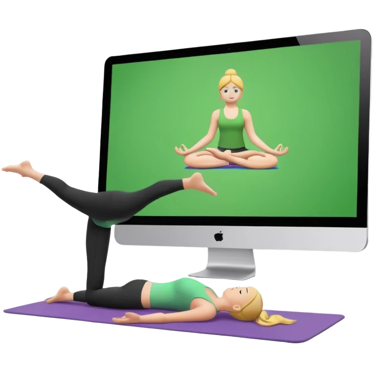 a computer doing yoga with a yoga mat emoji