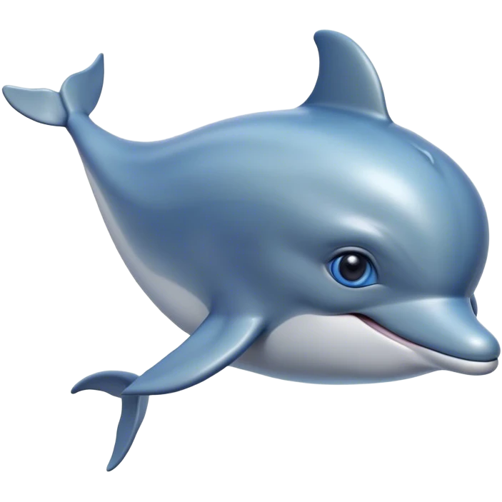 Cinematic Noble Dolphin Portrait Emoji, Poised and graceful, with a sleek, streamlined body of smooth, silvery-blue skin and a gentle, arched dorsal fin, deep, soulful eyes exuding intelligence, Simplified yet sharp and sophisticated features, highly detailed, glowing with a soft, aquatic luminescence, high shine, intelligent and elegant, stylized with an air of oceanic majesty, focused and fluid, soft glowing outline, capturing the essence of a watchful and confident marine guardian that seems ready to leap out of the screen with effortless authority! emoji