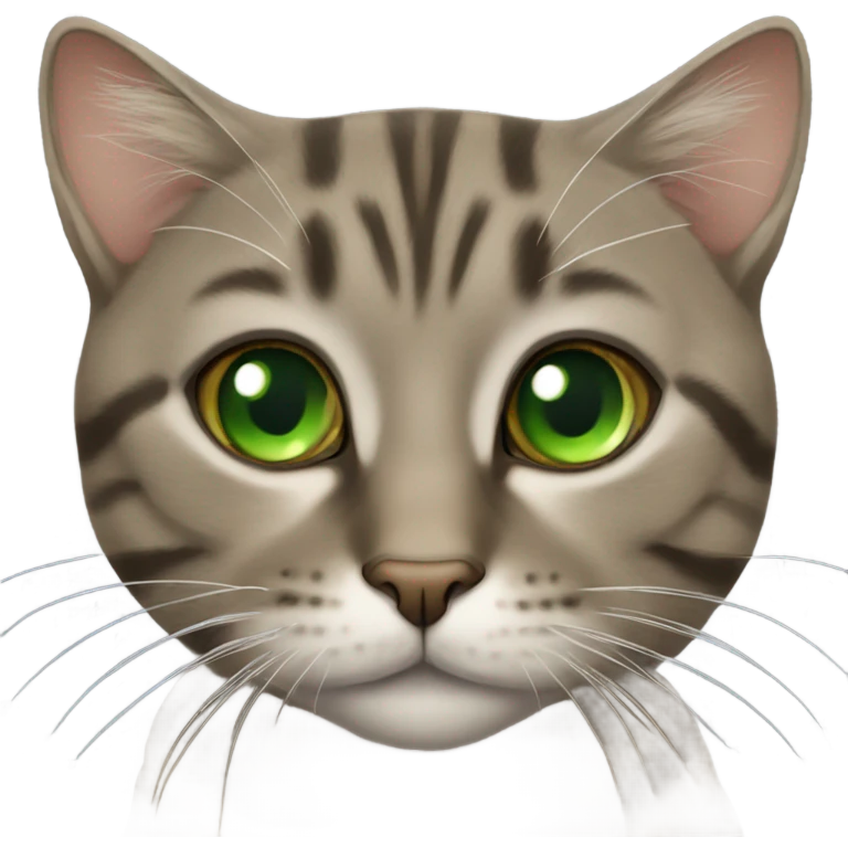 Realistic brownish grey tabby cat with green eyes  emoji