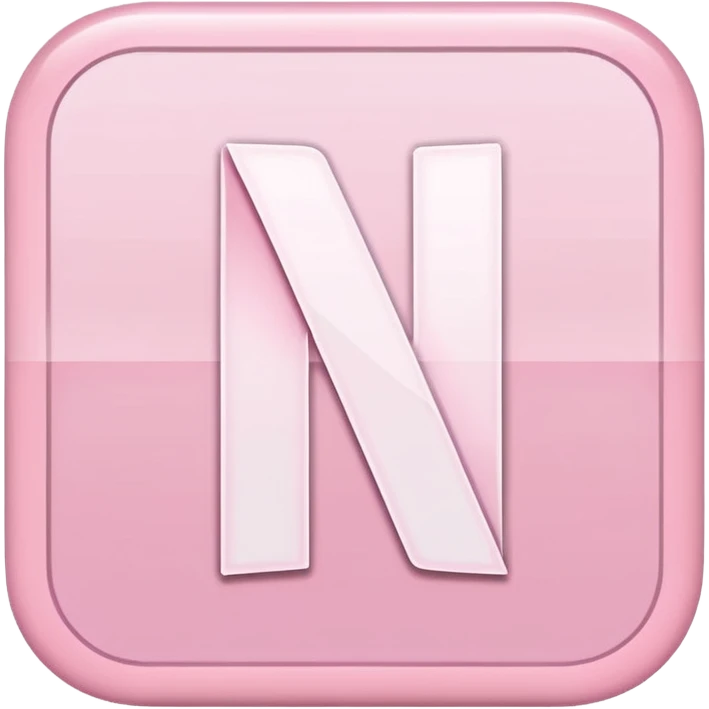 Netflix aesthetic "N" logo in pastel pink with white glowing outline emoji