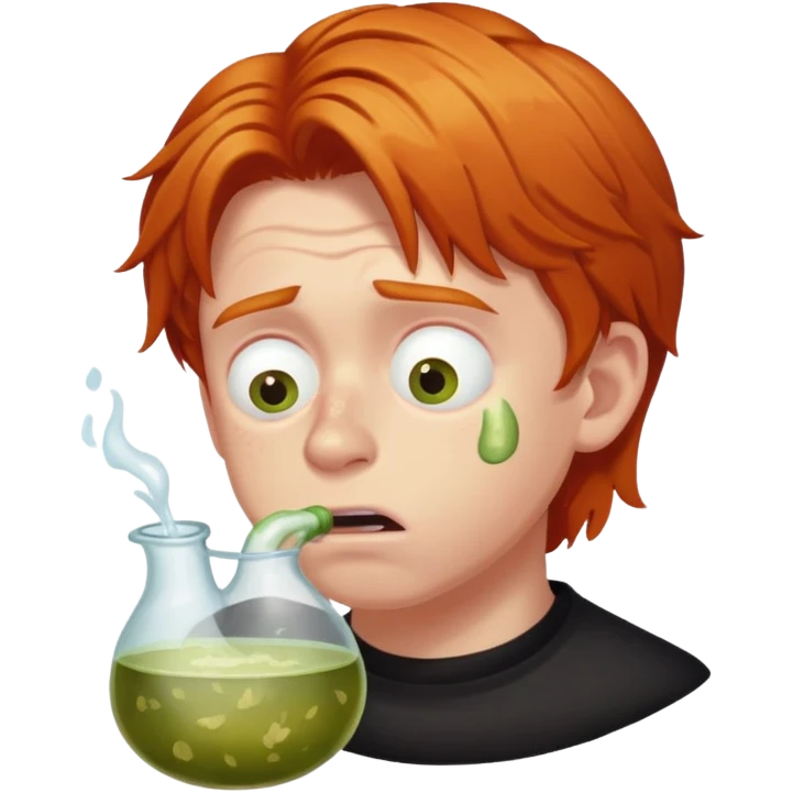 Ron Weasley with ginger hair vomiting slugs emoji