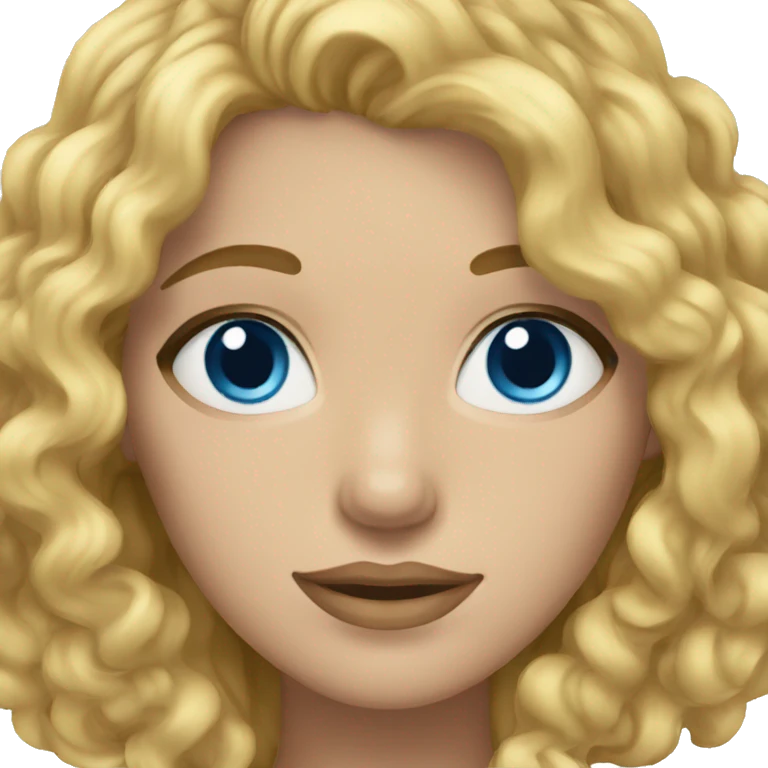 Woman with curly blonde hair and blue eyes emoji