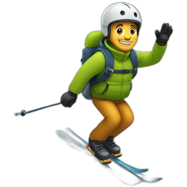 food delivery guy on skis going down a hill emoji