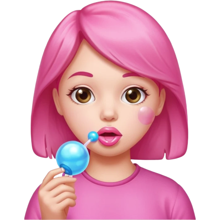 Girl blowing bubble gum emoji