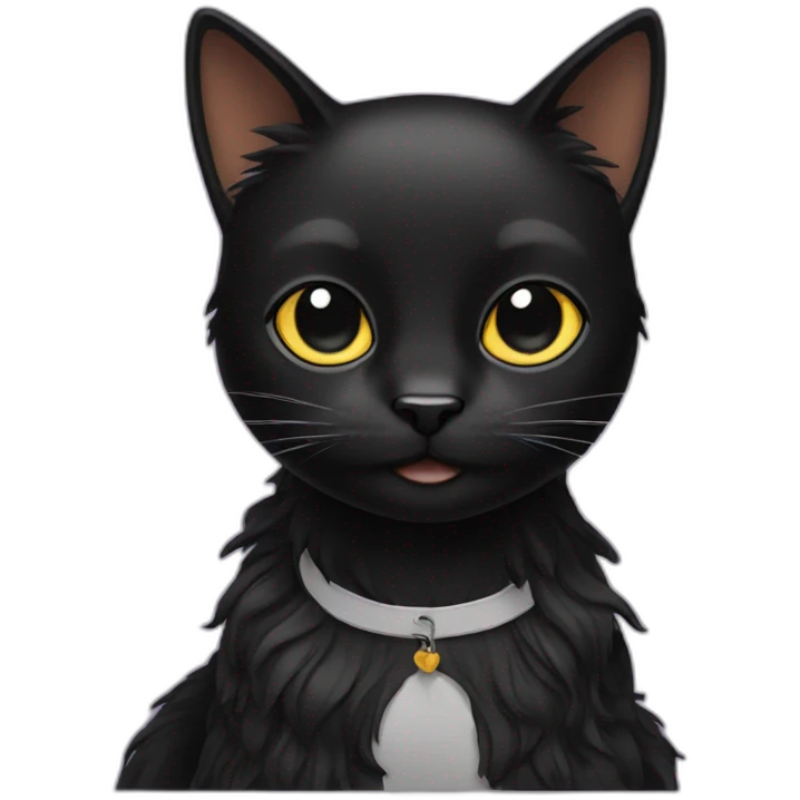 Black Cat with hair weave emoji