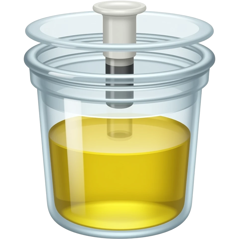 Urine in container and rubber stop emoji