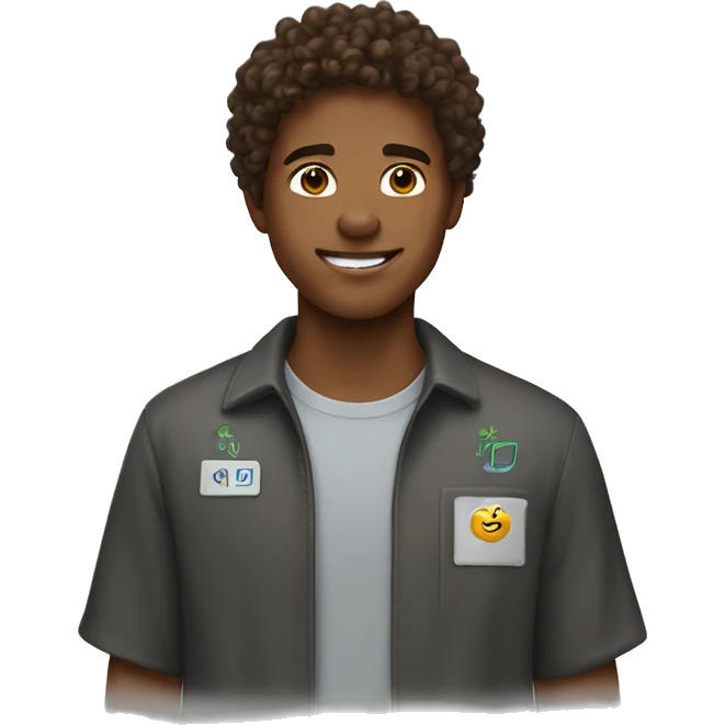 a boy named lane with curly brown hair who is a computer science major emoji