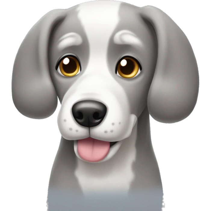 Grey and white doodle dog w big eyebrows emoji