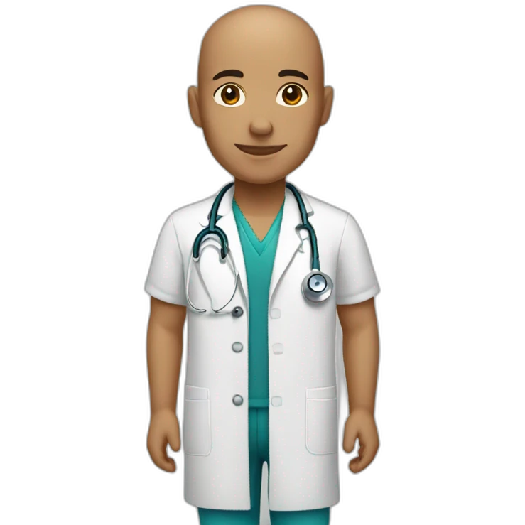 a bald family physician with light brown skin emoji