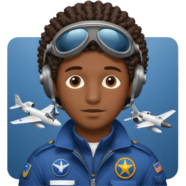 A male pilot with dark skin and close-cut curly hair emoji