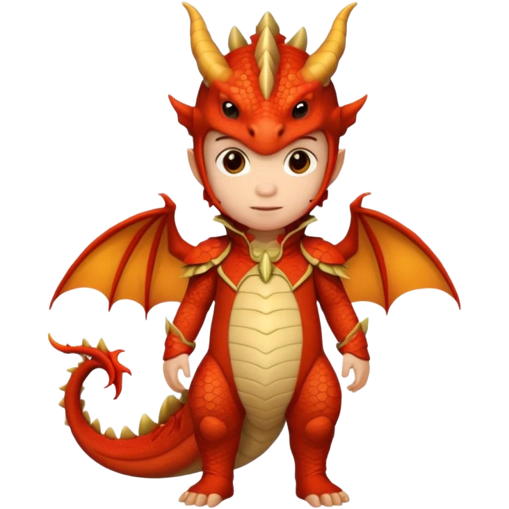 child getup like a dragon, full body. emoji