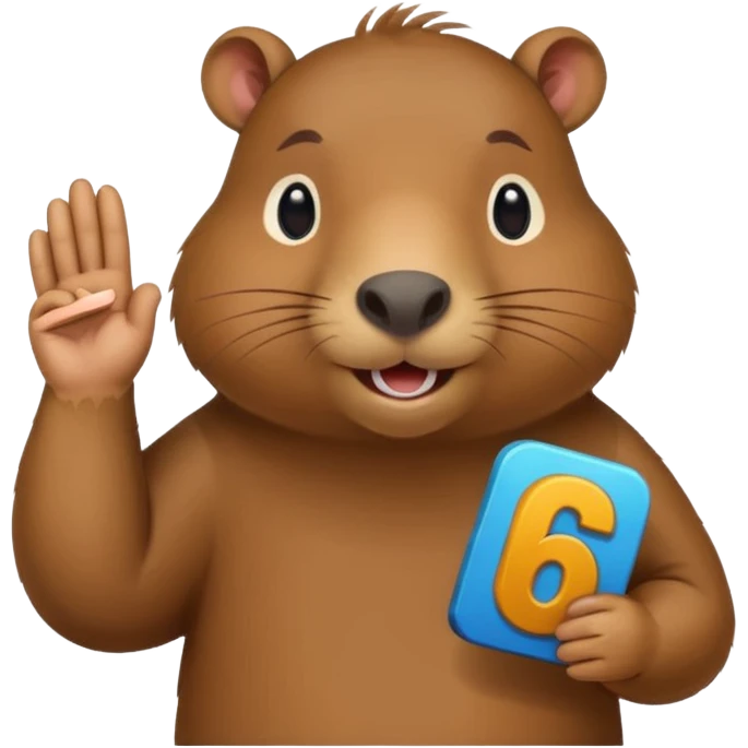Capybara holding the number 6 and 7 in hands emoji