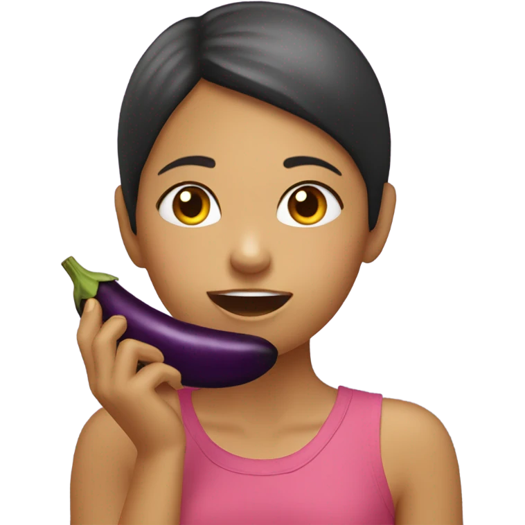 Girl eating eggplant emoji