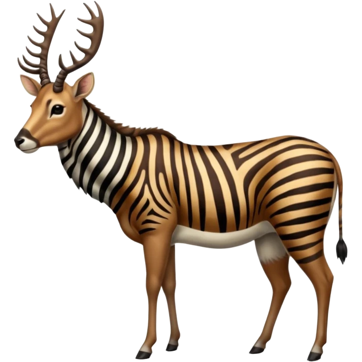 Wildebeest-Deer-zebra-bull-gazelle-fusion-animal-hybrid-creature, full body emoji