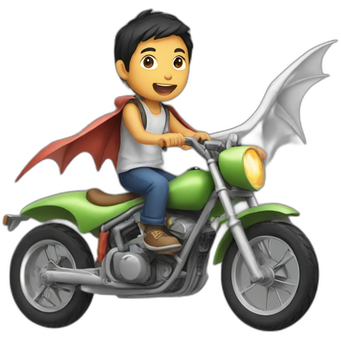 Half Asian boy riding a pterodactyl emoji