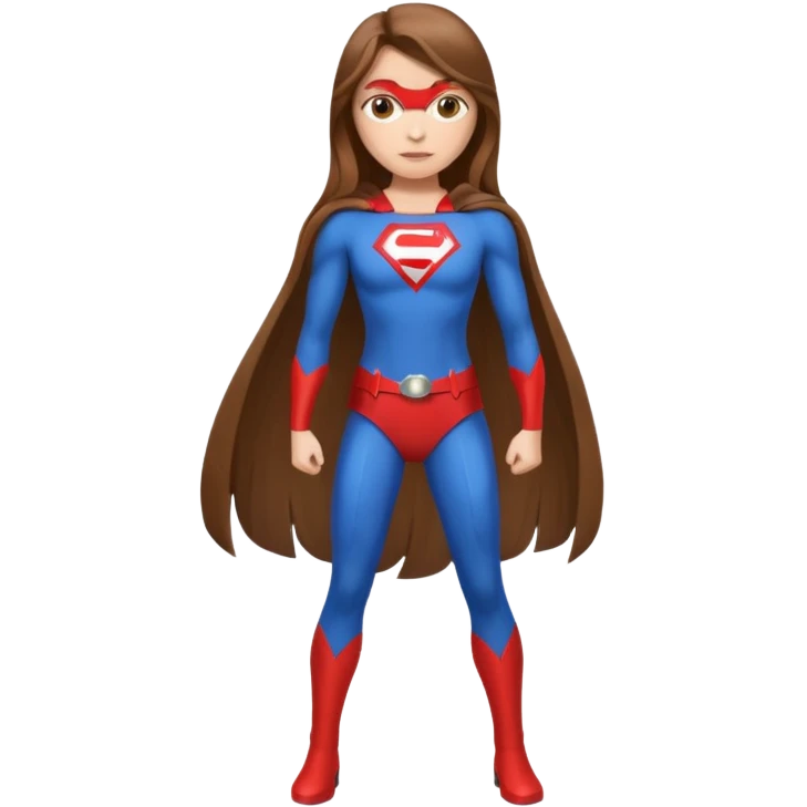 fille  brune en entier cheveux tres long et lisse super heros emoji