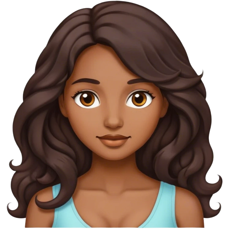 lady with medium brown skin, long wavy dark hair, soft features emoji