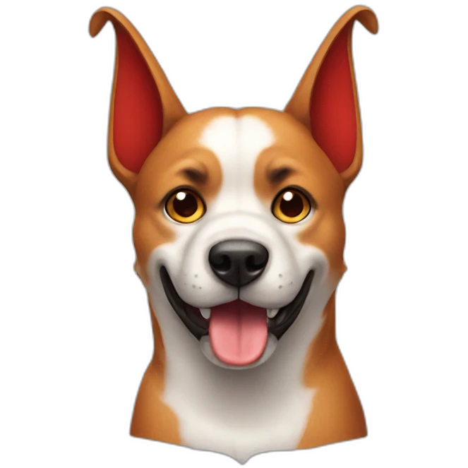 a dog with devil horns emoji