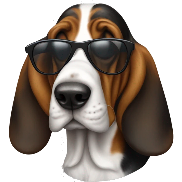 Dog basset hound full-height with sunglasses emoji