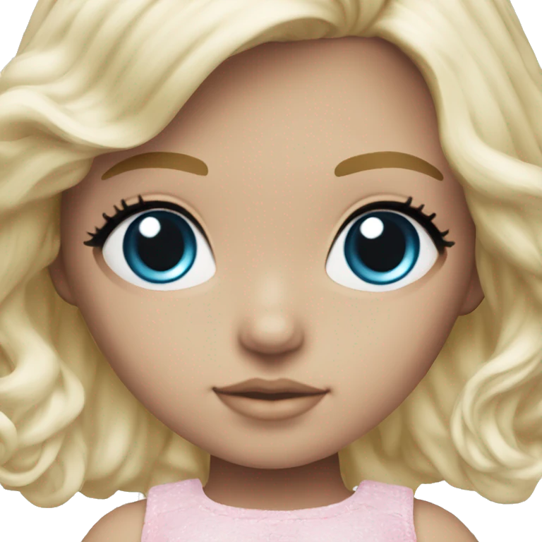 ocean blue doll eyes, blonde hair, feminine, pink, girl, angelic emoji