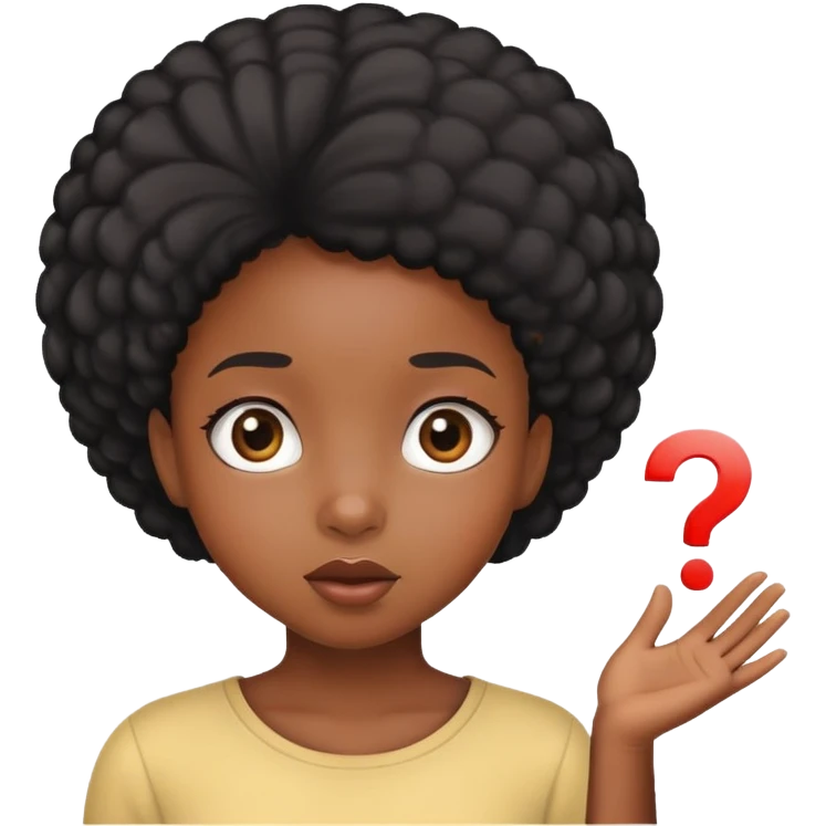 A black girl asking a question  emoji