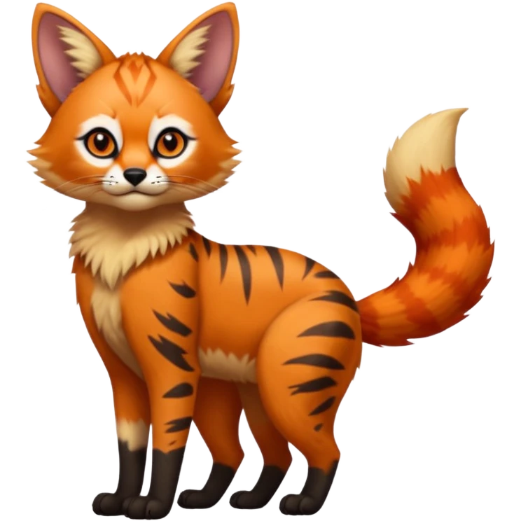 Serval-Red-Panda-Caracal-Lykoi-Sphynx-fusion-hybrid-animal-creature, full body emoji
