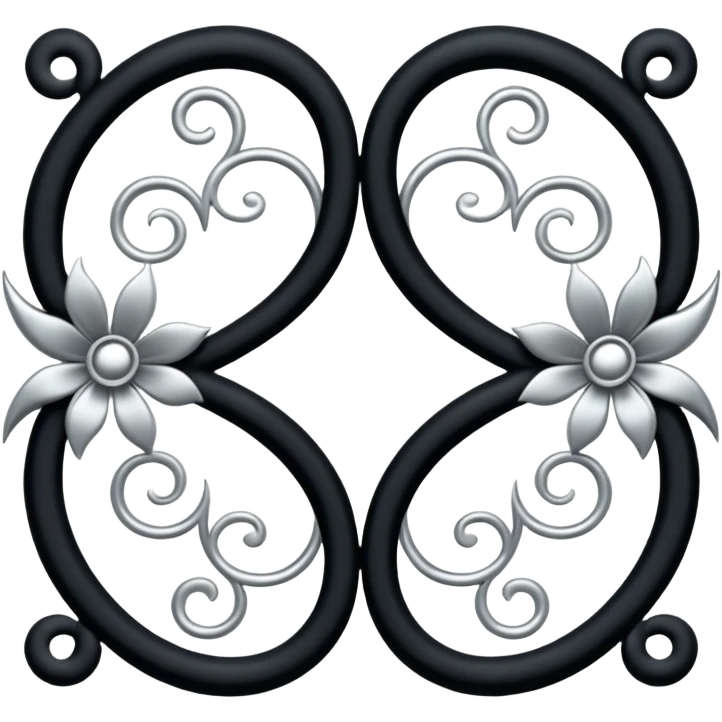 Black and silver filigree page divider, 3D, extremely detailed design emoji