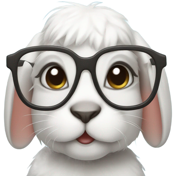 Rabbit with glasses, cute emoji