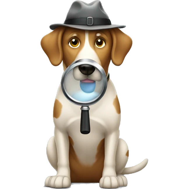 standing dog detective holding a magnifying glass emoji