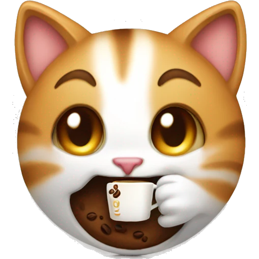 happy cat with coffe emoji