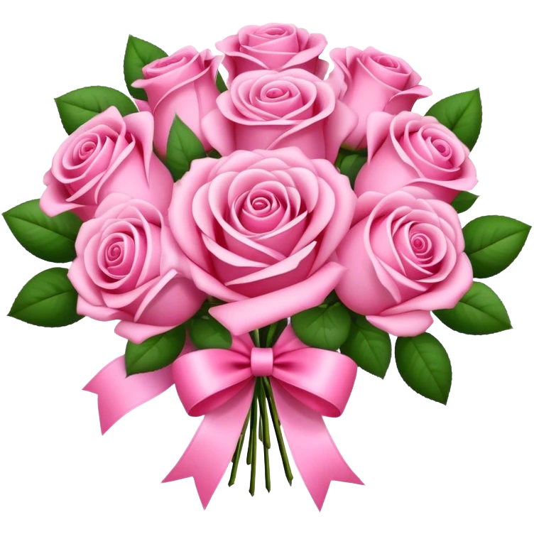 pink rose bouquet with pink ribbons  emoji