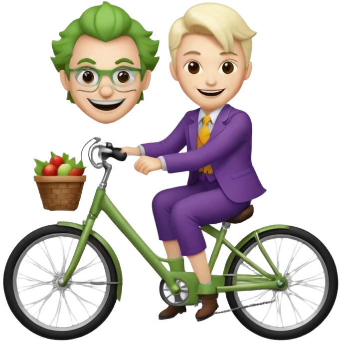A teacher riding a bike with a joker-like aura emoji