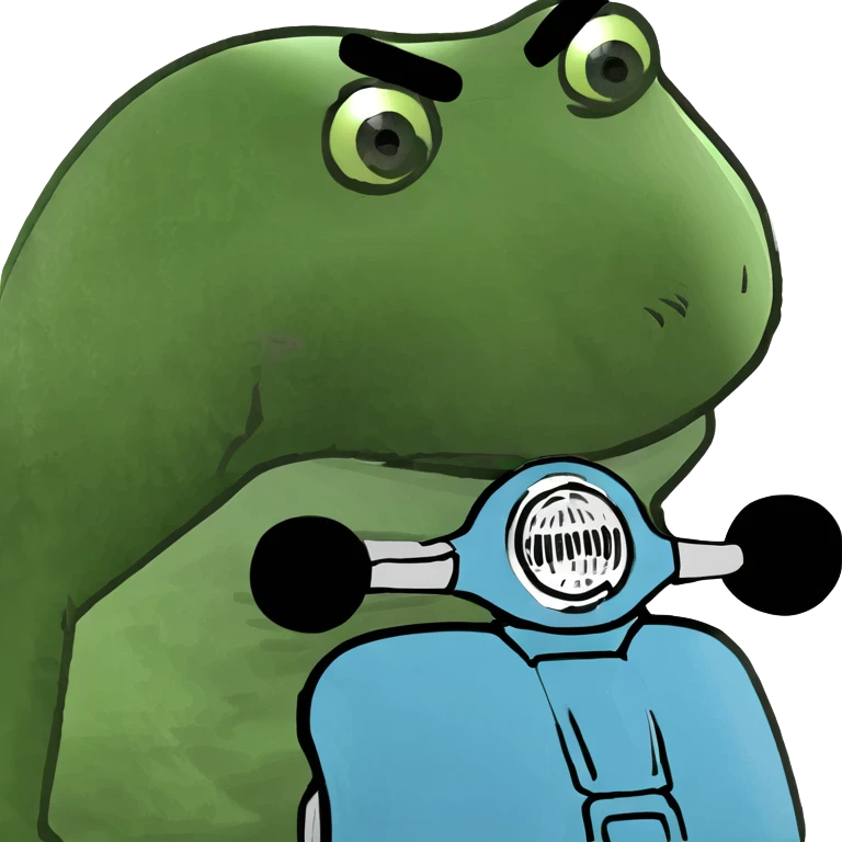 Blue vespa that has a face emoji