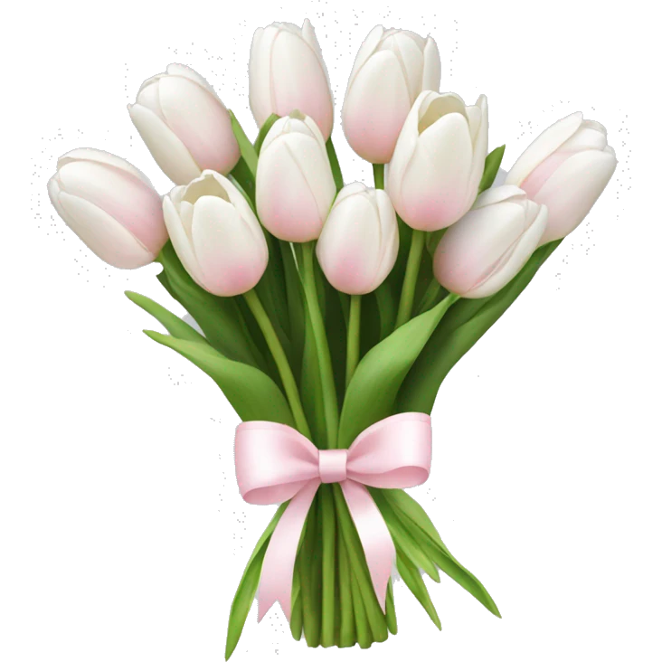 White tulips bouquet with light pink bow  emoji