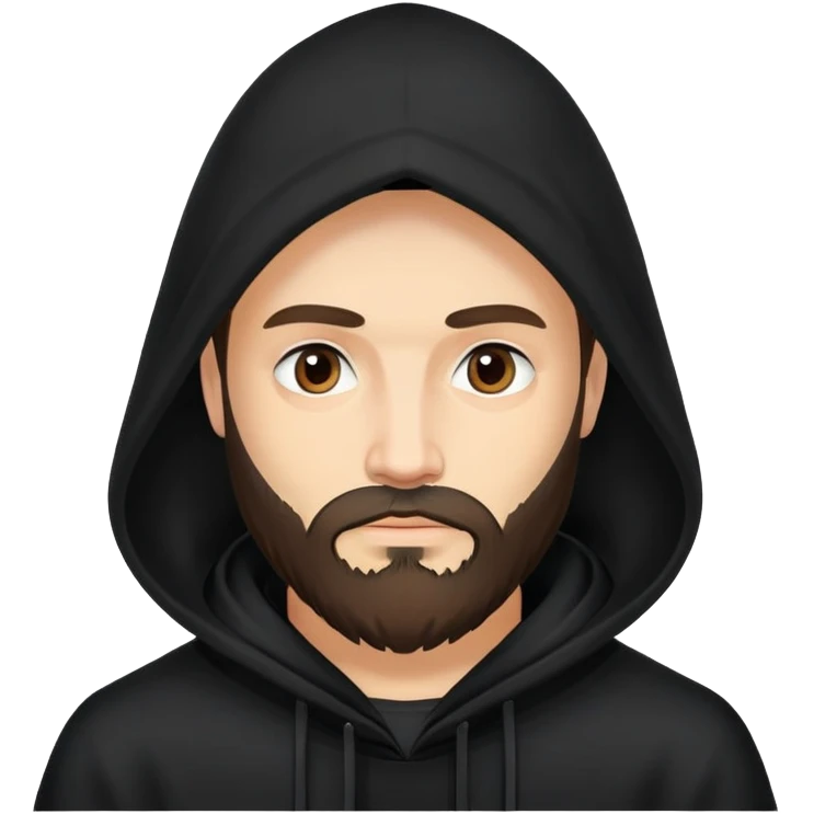 Russian man with beard in a black hood  emoji