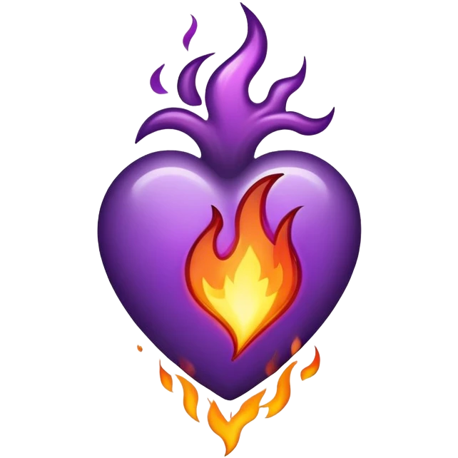 corazon morado con fuego emoji