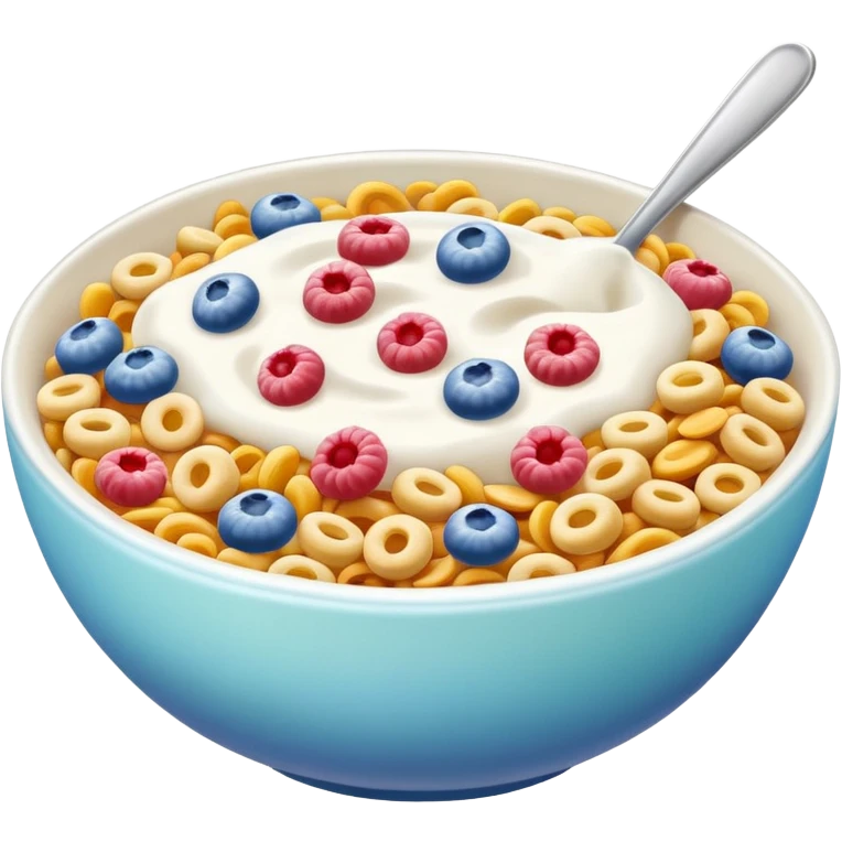 a bowl of colorful cereal, simple, clear emoji
