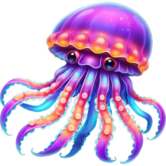 Neon glowing jellyfish-crab-squi emoji